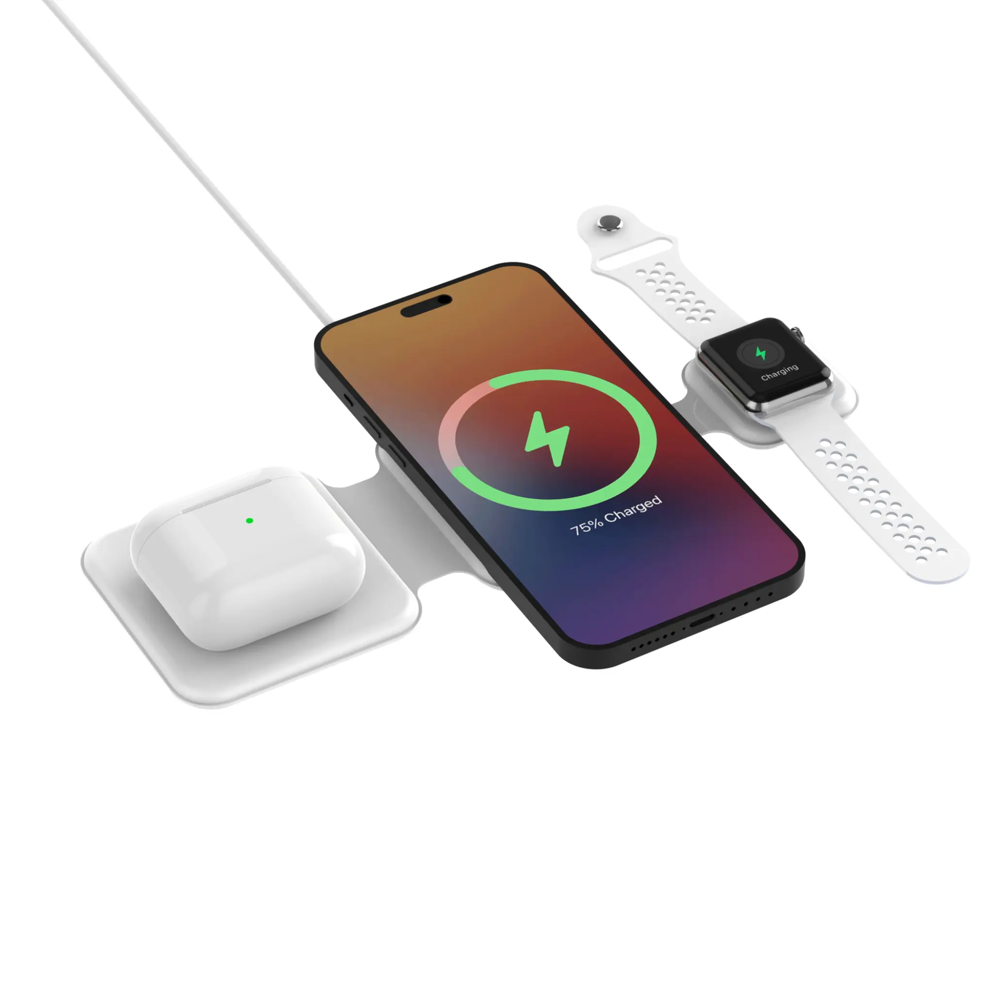 Sinox PRO 3-in-1 Wireless 15W Charger. 1m. White