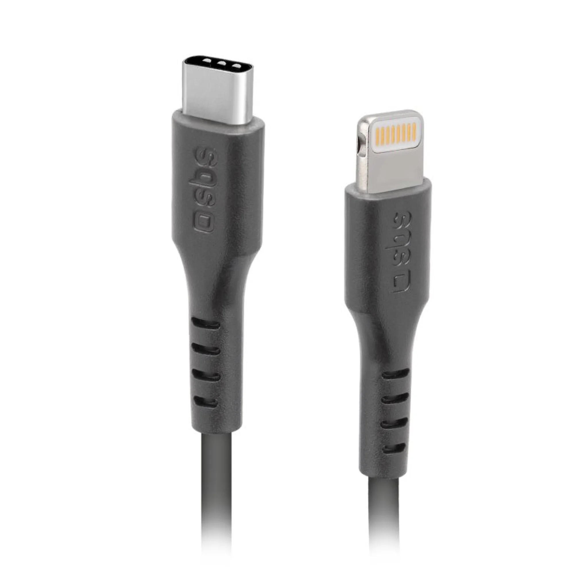 SBS USB-C - Lightning cable for data and charging. Black