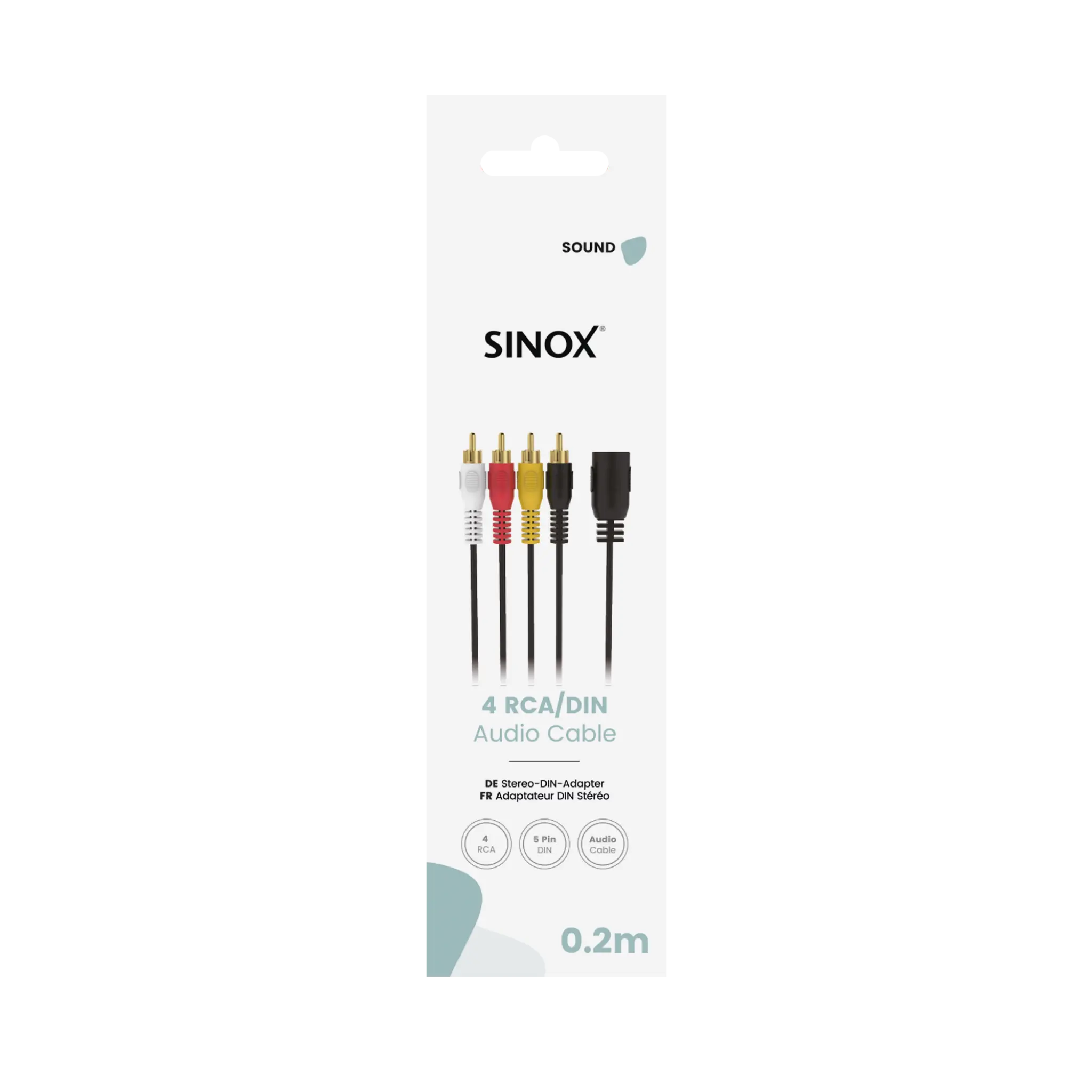 Sinox 5-pin DIN to 4 Phono Cable. 0.2m. Black