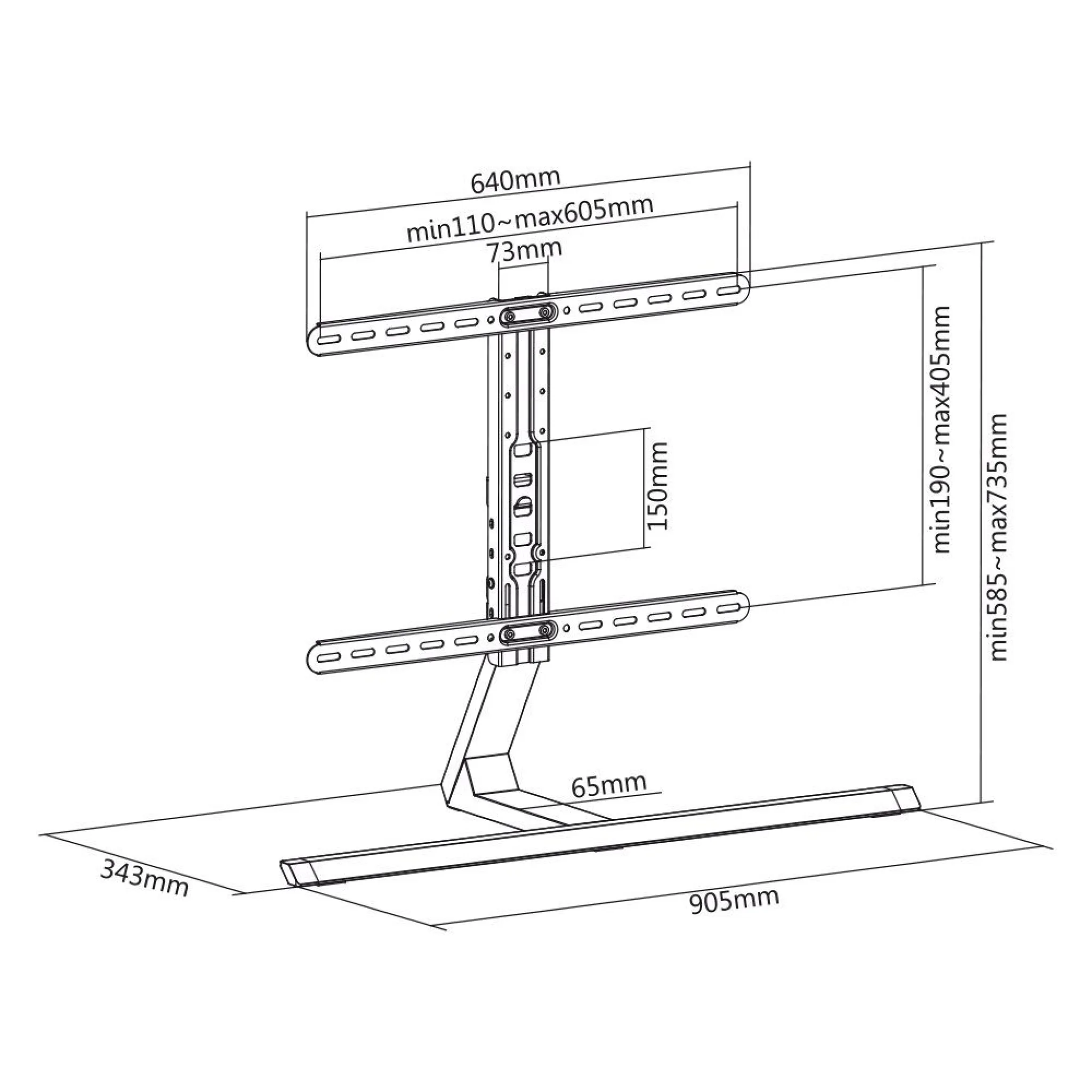 TV Desk Mount. 37"-75". Black