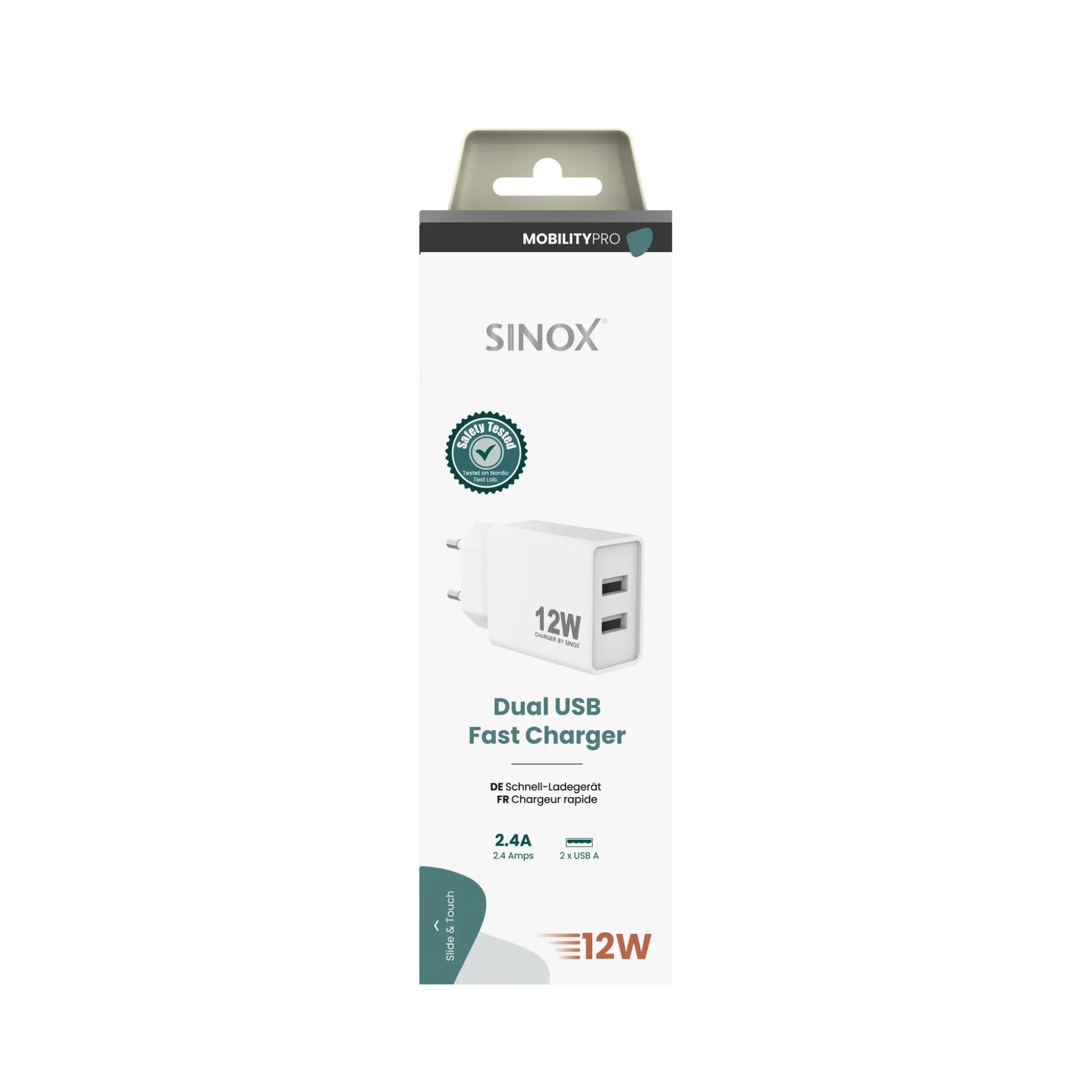 Sinox PRO Wall Charger 2xUSB-A 12W. White