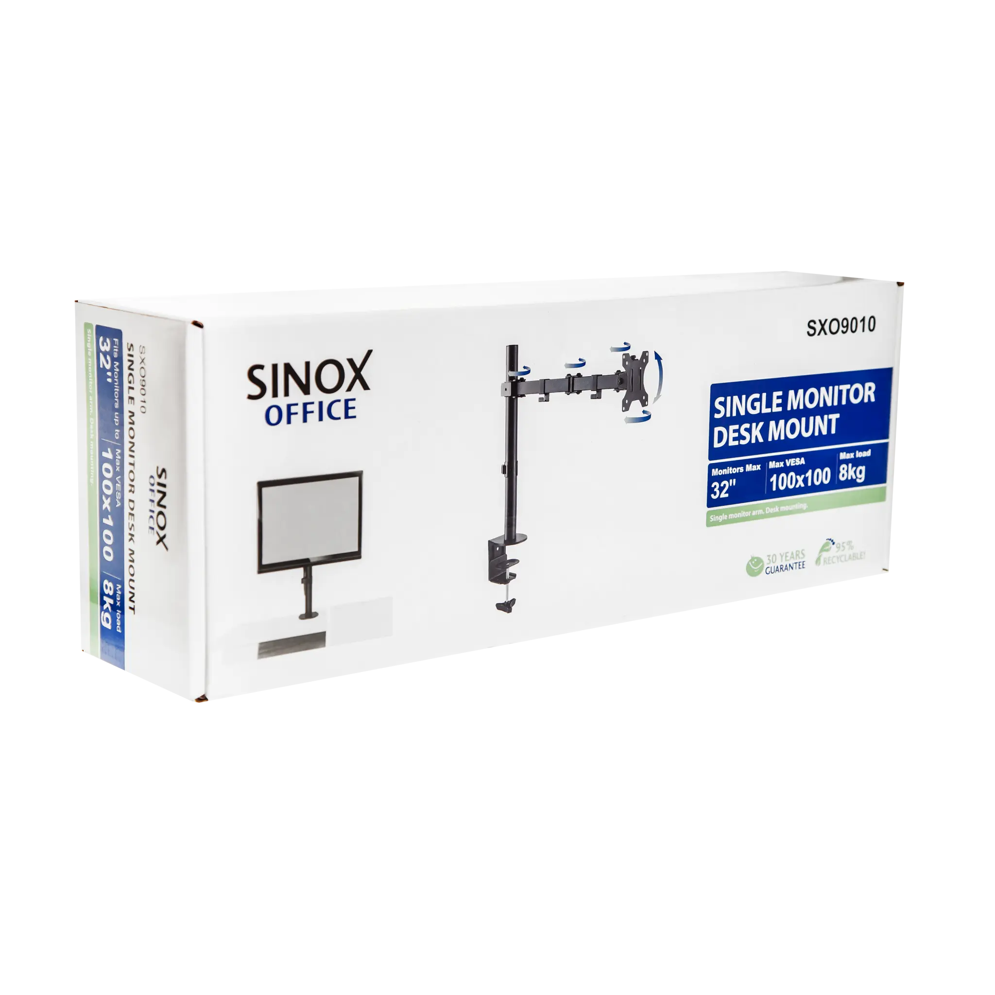 Sinox Office Single Monitor Desk Mount. Up to 32". Black