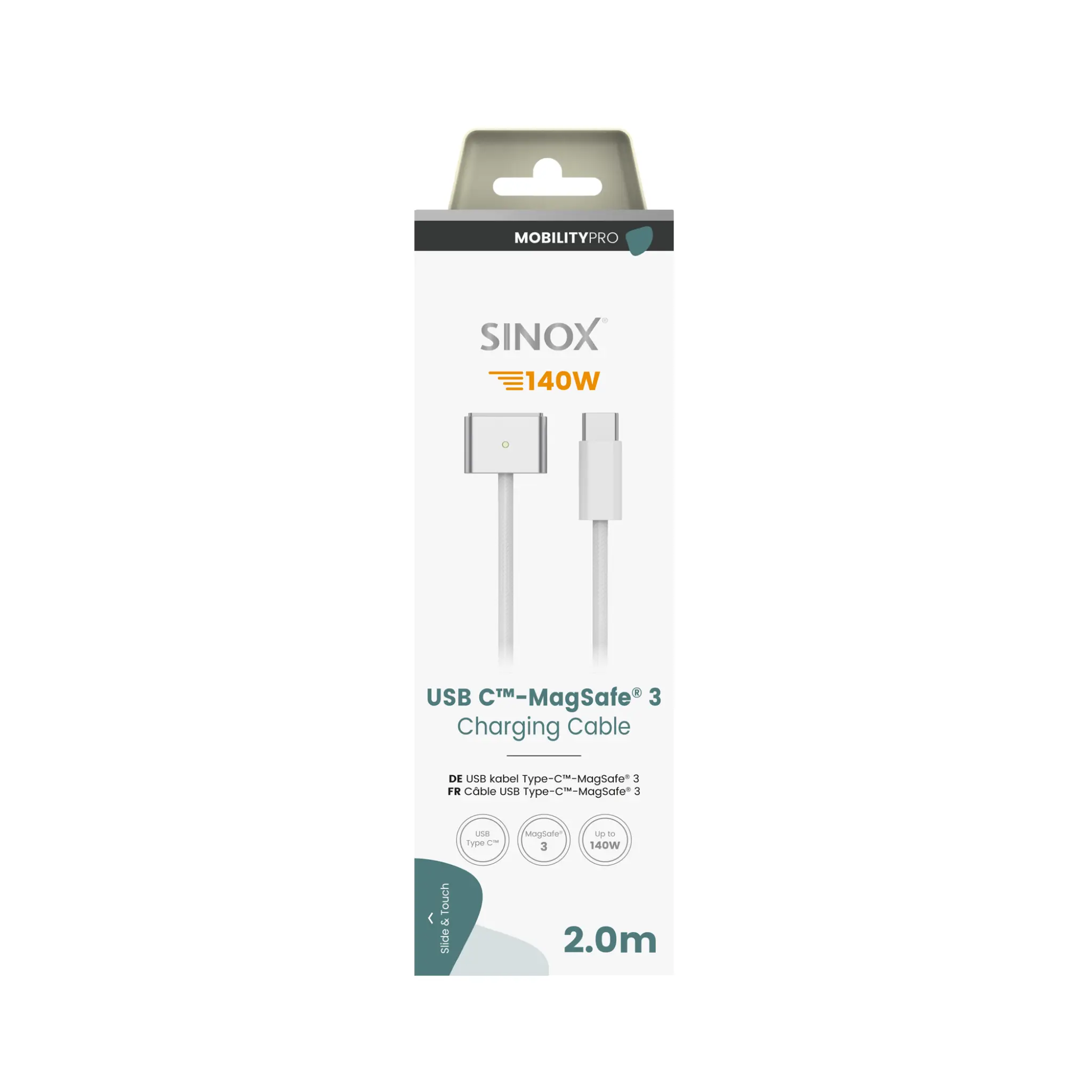 Sinox PRO USB C™ to MagSafe 3™ Cable. 2m. White