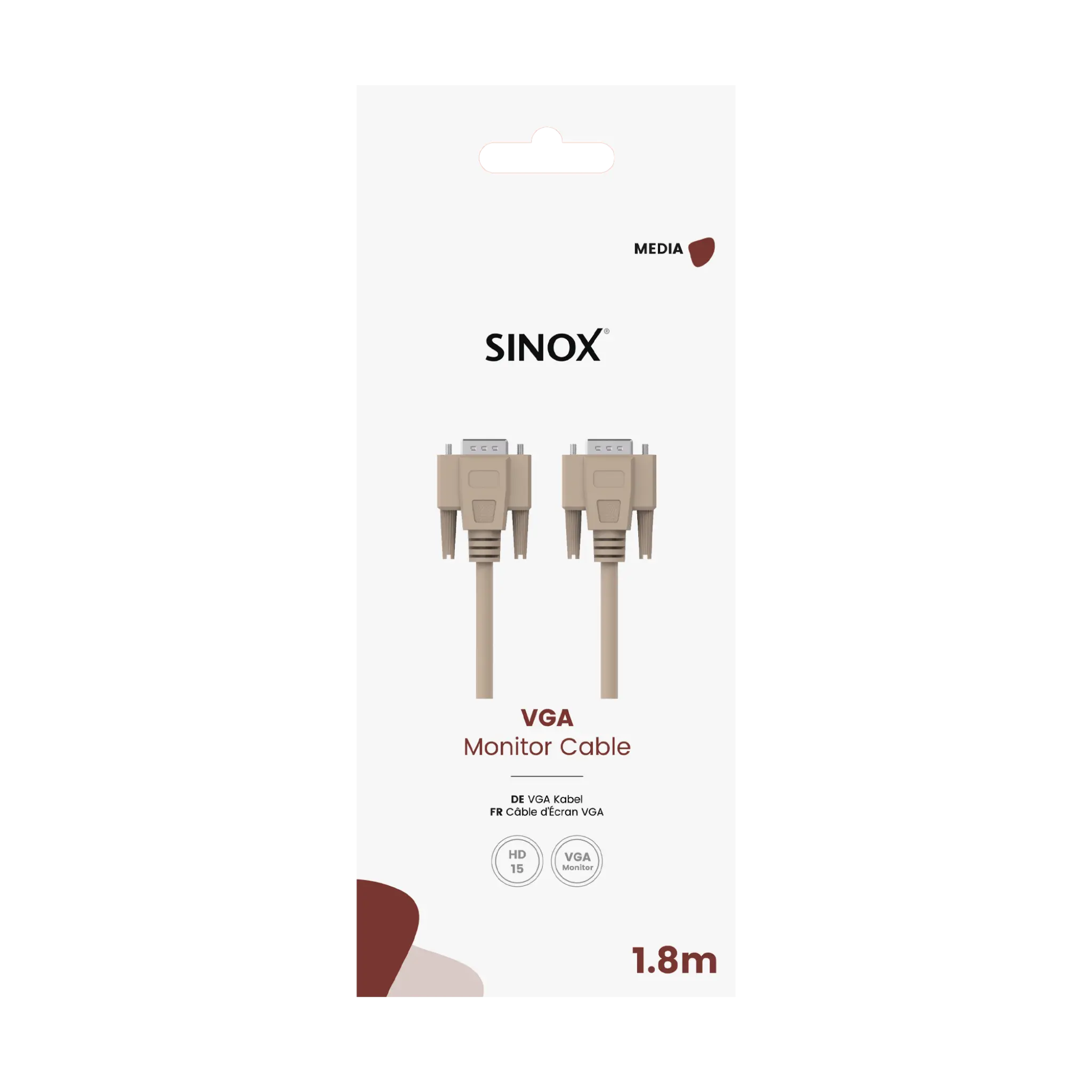 Sinox VGA Cable. 1.8m. Grey