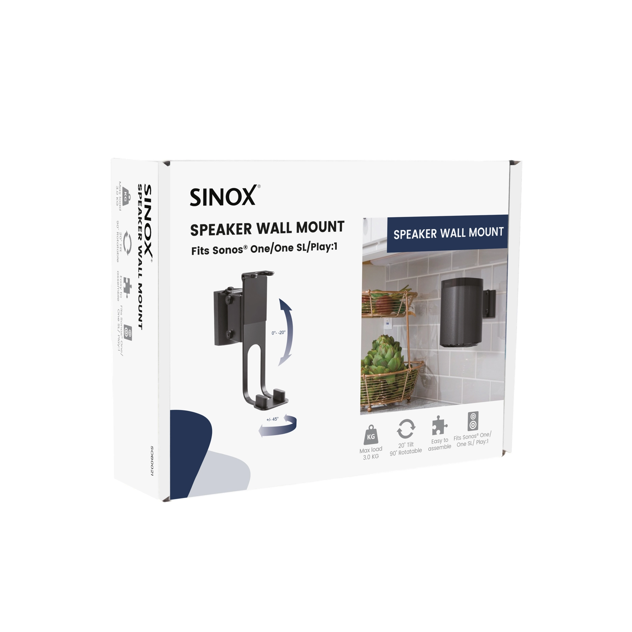 Sinox One SONOS® One, One SL, Play:1 Speaker Mount. Black