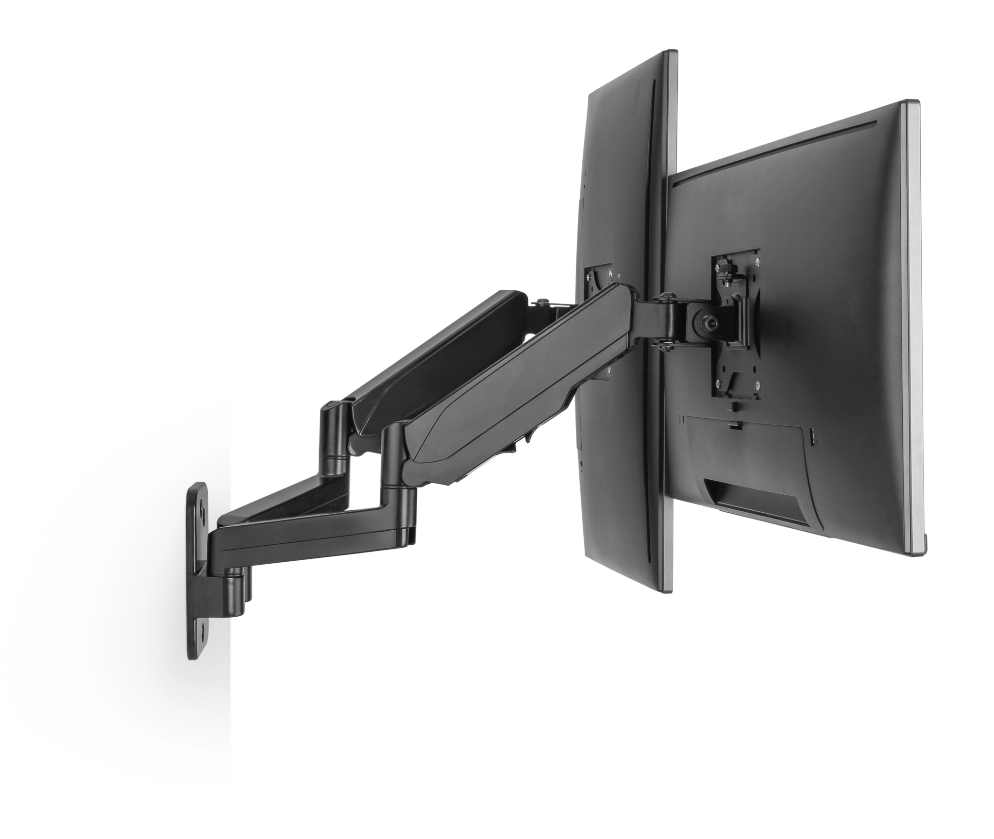Sinox Office Dual Monitor Wall Mount with Gas Spring. Up to 32". Black