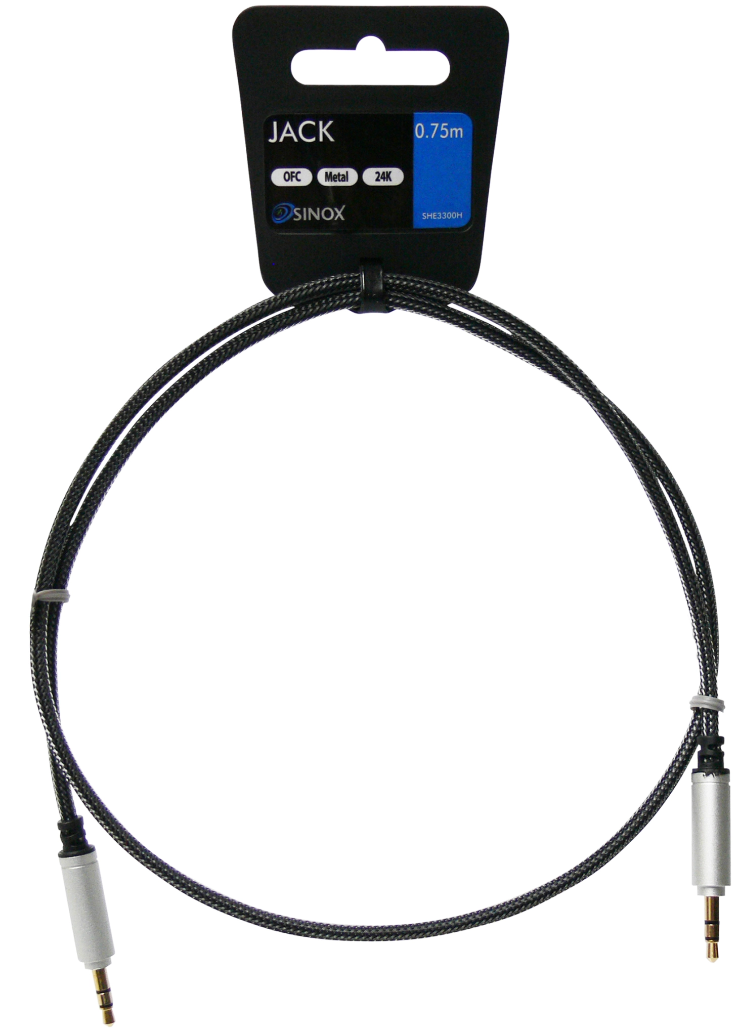 Sinox 3.5mm Mini Jack Cable. 0.75m. Black
