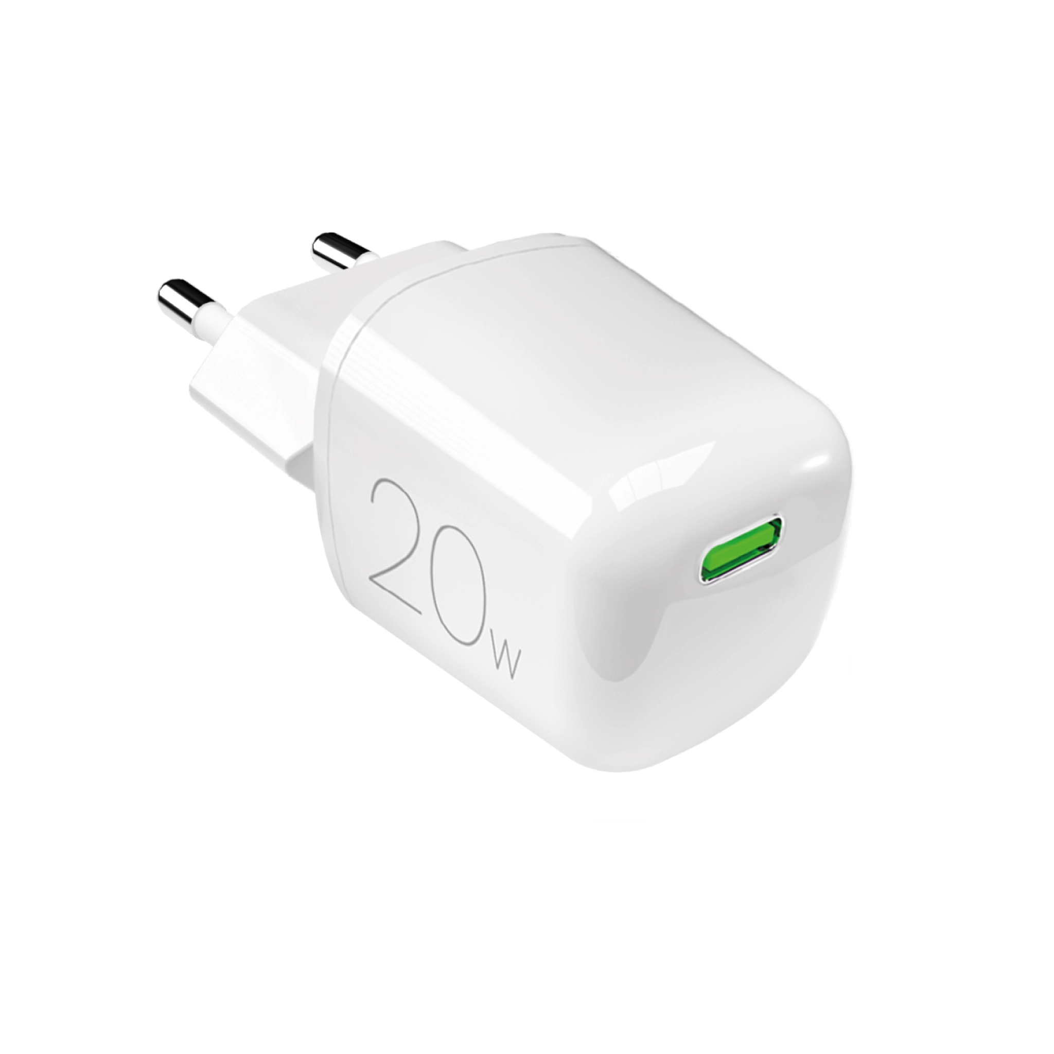 PURO MiniPro 20W USB-C-vægoplader - GAN-teknologi. Hvid