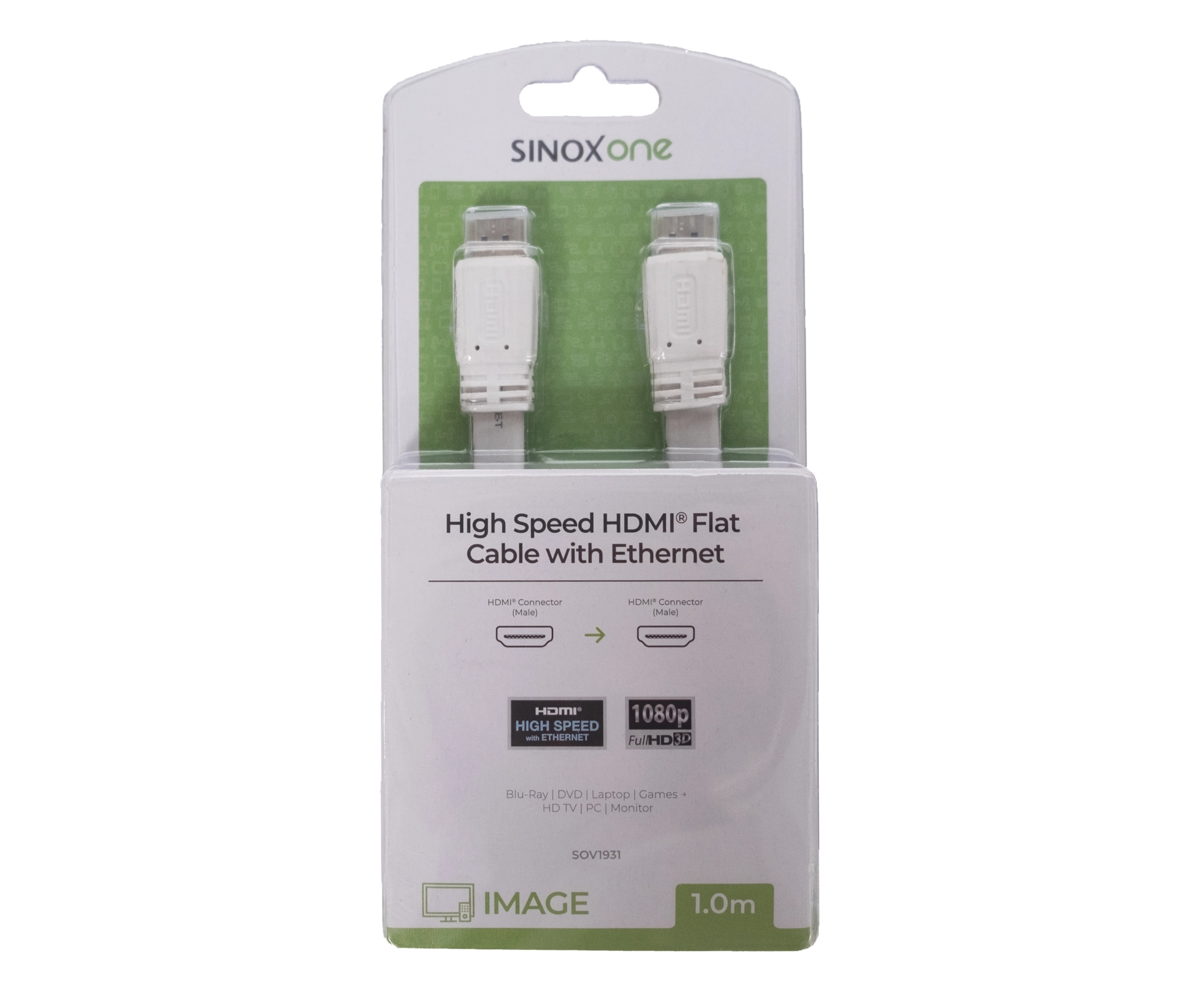 Sinox One HDMI™ Flat Slim Cable. 1m. White