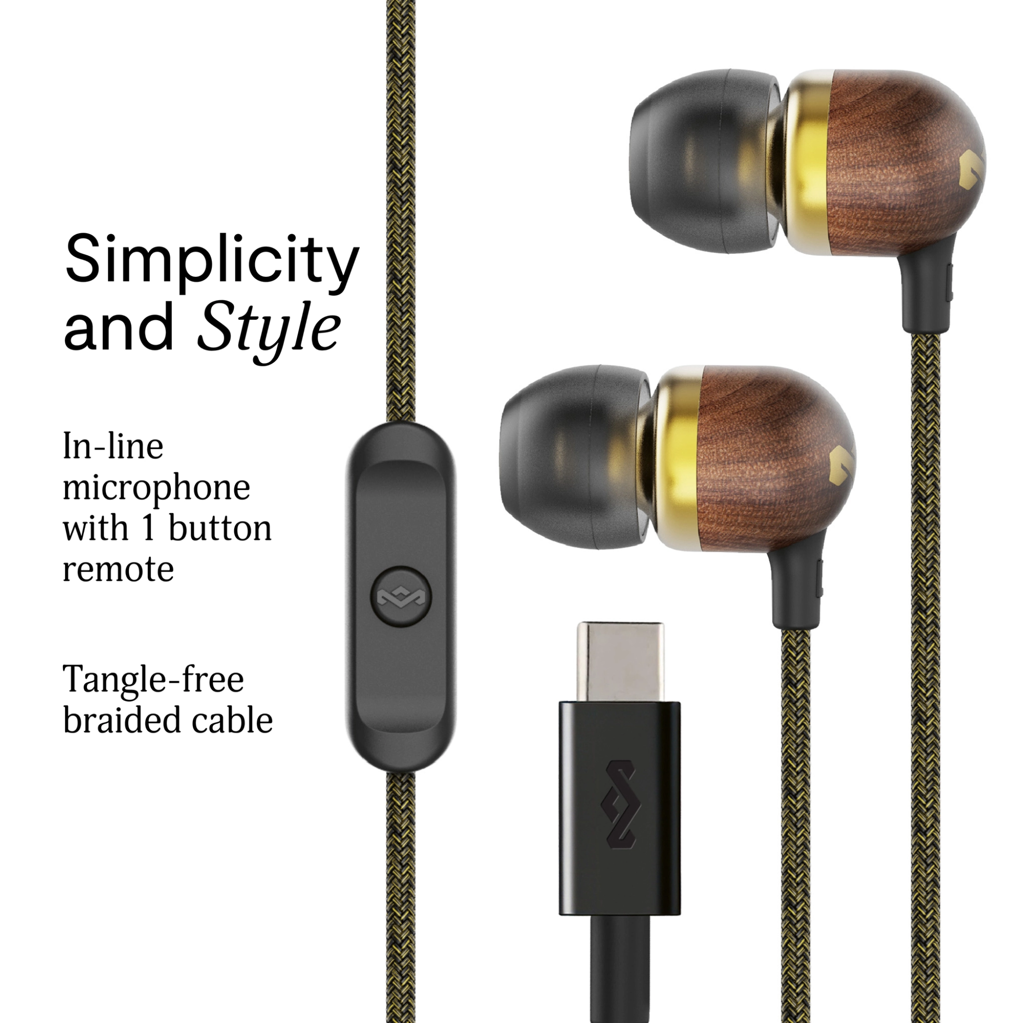 Marley Smile Jamaica USB-C ørepropper. Messing