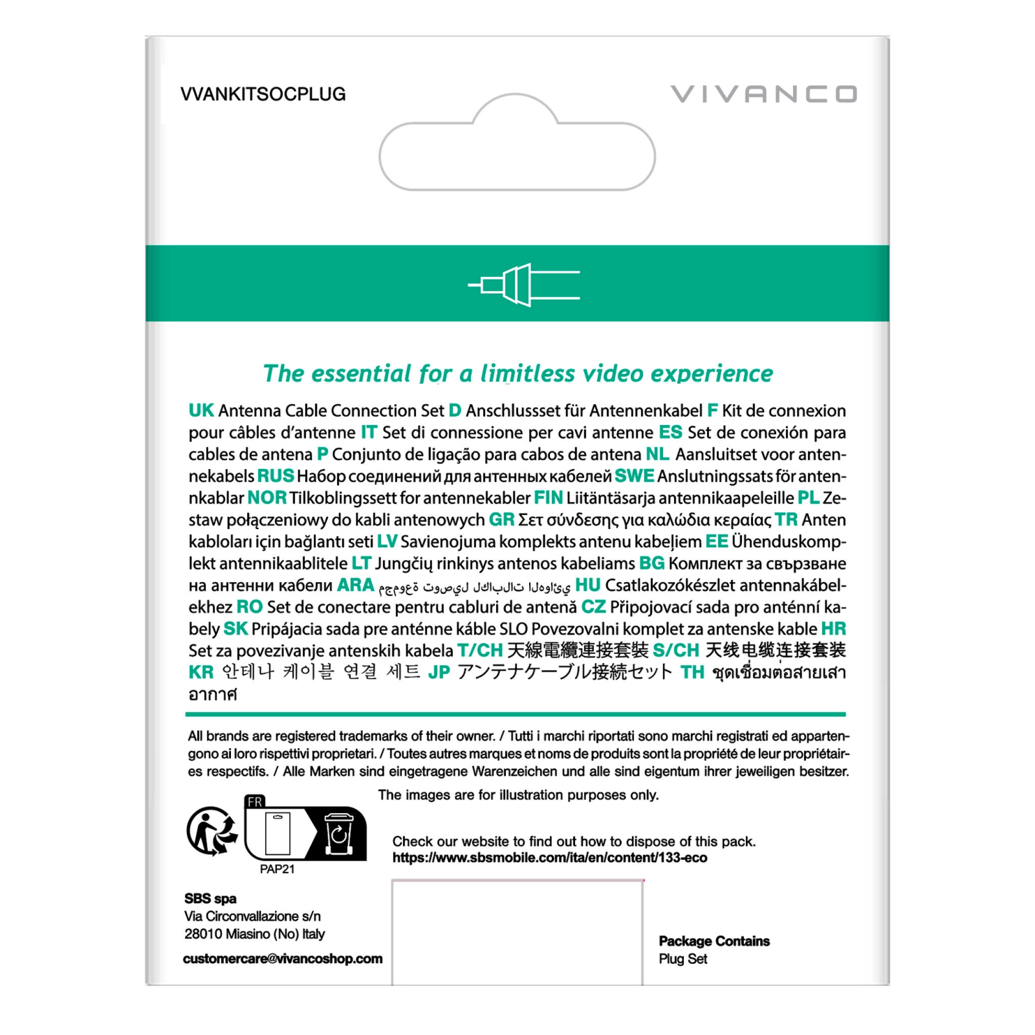 Vivanco Koaksialstik- og bøsningsæt til 4,5 til 7,5 mm antennekabler