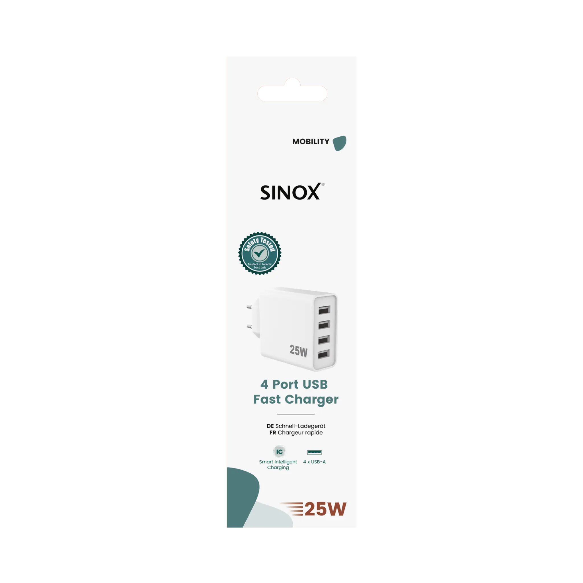 Sinox Wall Charger 4xUSB-A 25W. White