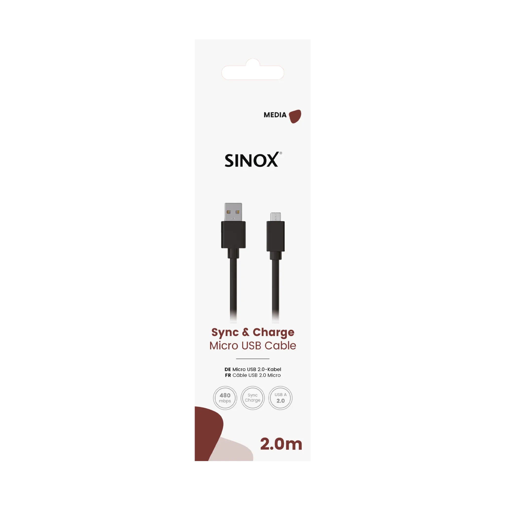 Sinox USB A - Micro USB. 1.8m. Black