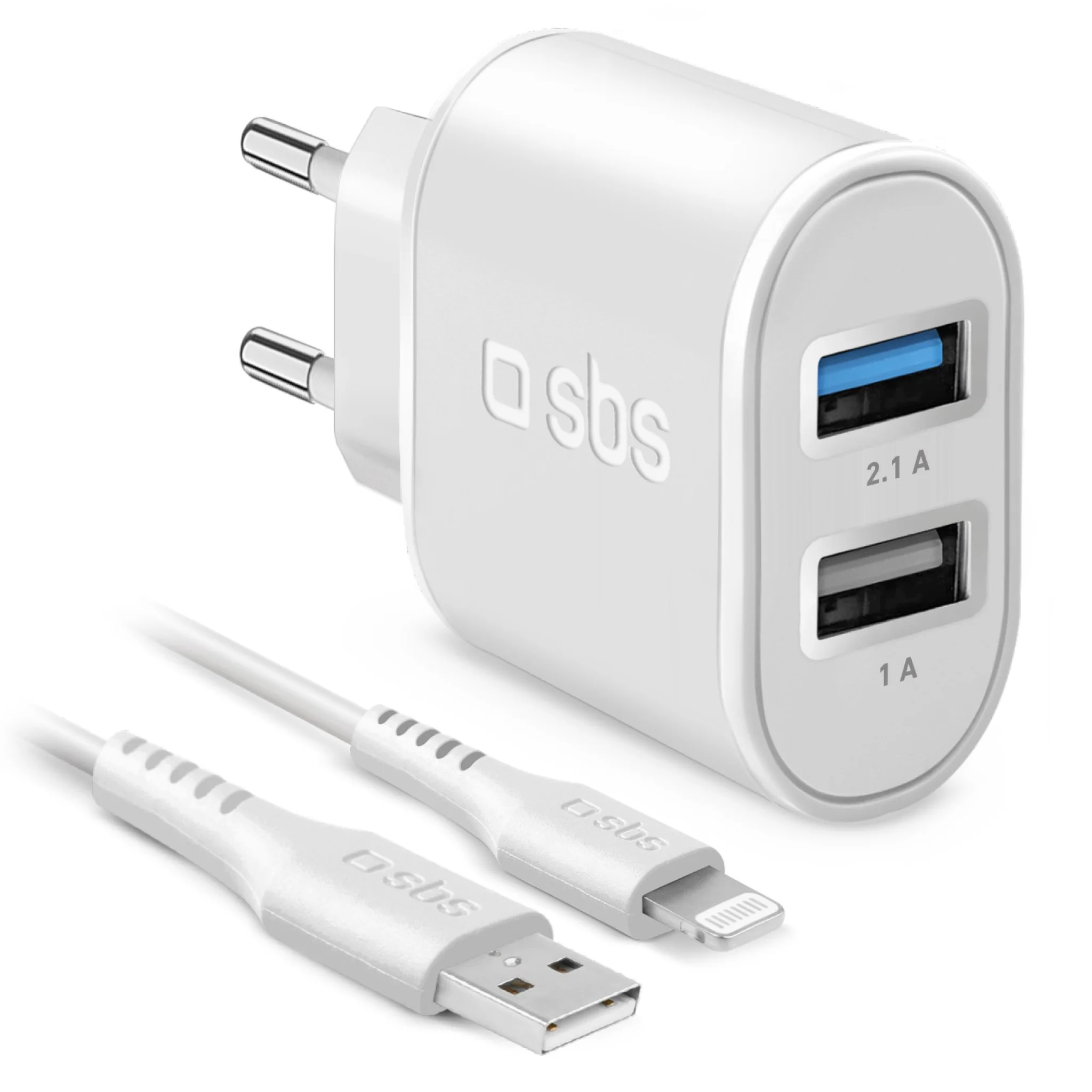 SBS 10W Charger. 1m MFI Lightning Cable. White