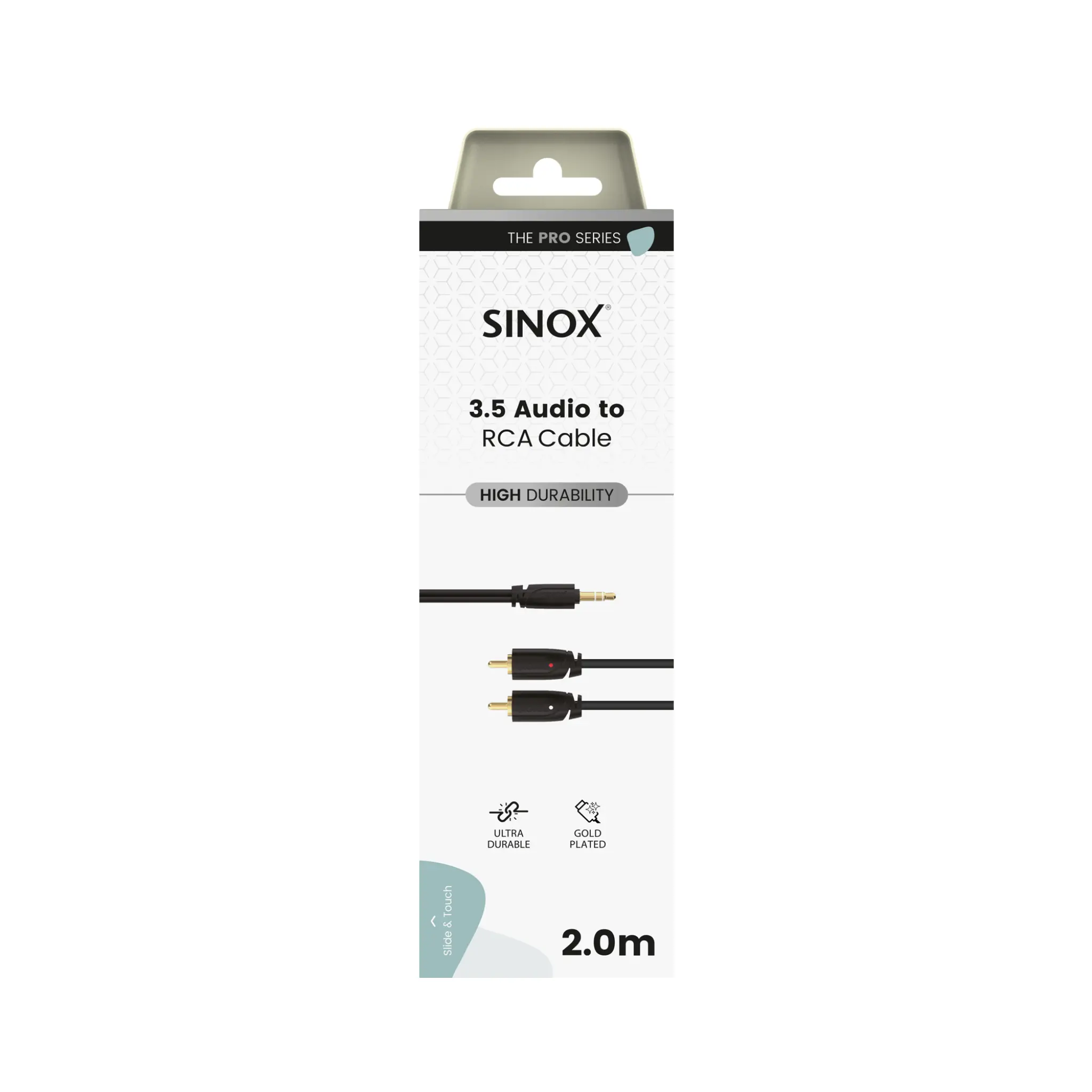 Sinox PRO mini jack til phono kabel. 2m. Sort