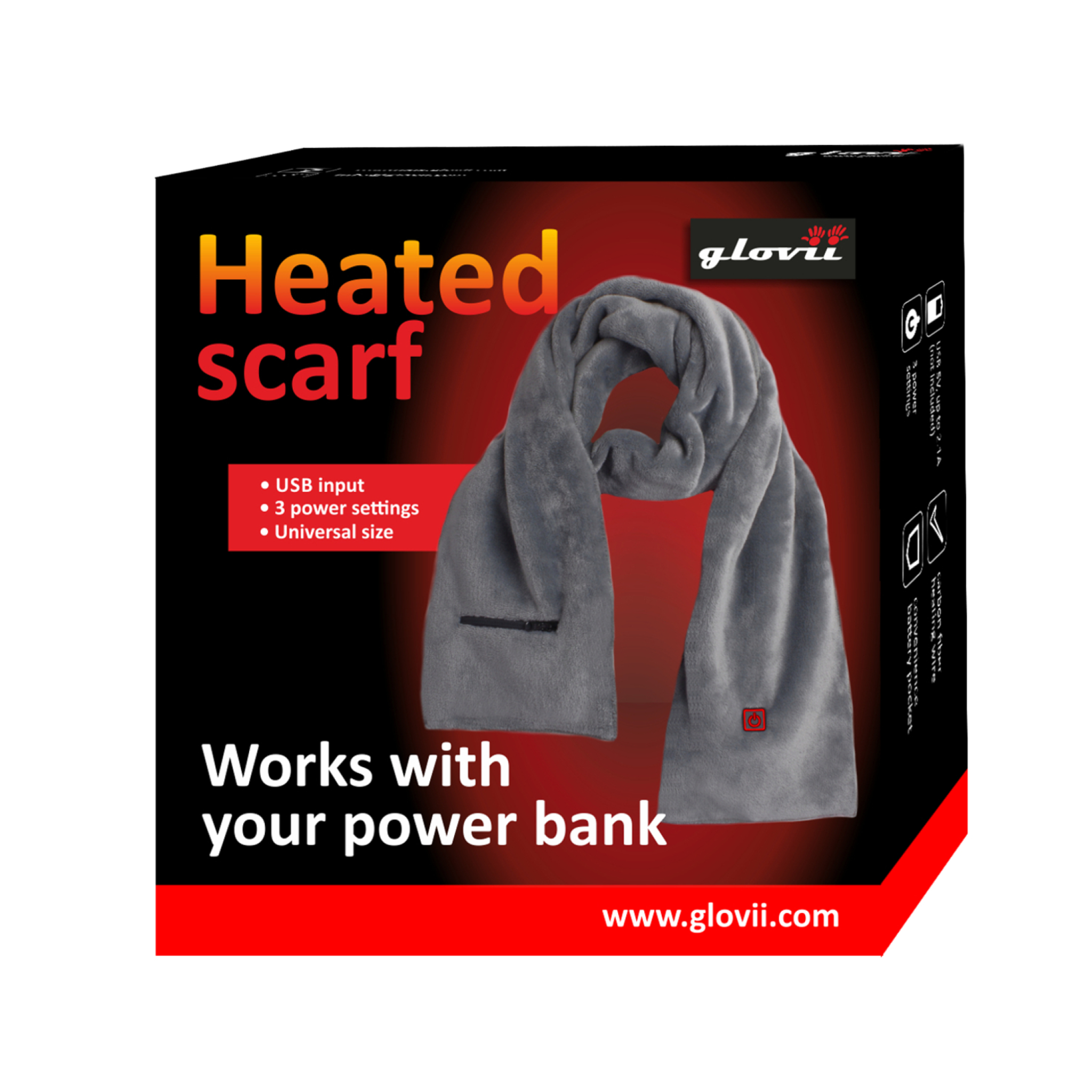 Glovii Heated Scarf. Black Glovii Heated Scarf. Black