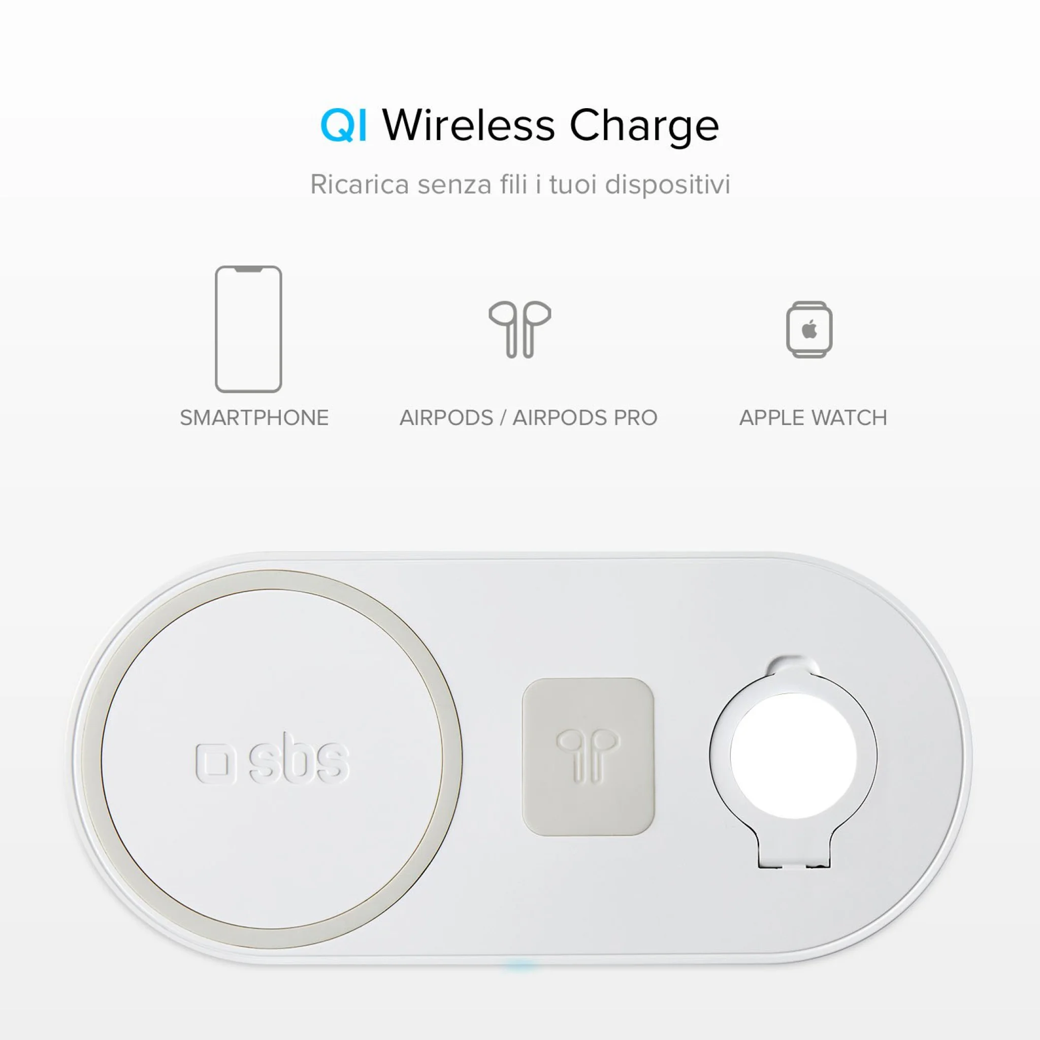 SBS 10W Wireless Charging Base x3. White