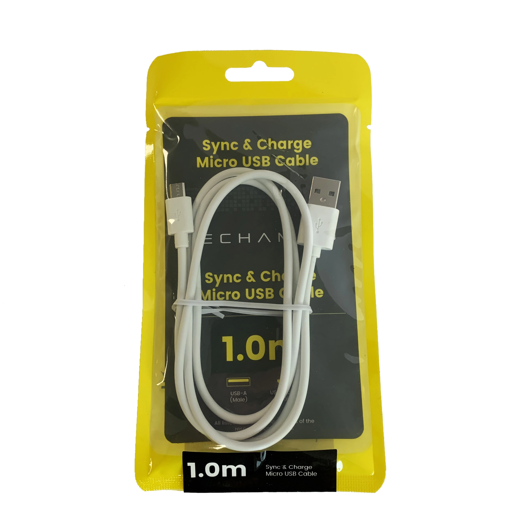 Techammo Micro USB to USB A cable. 1m. White