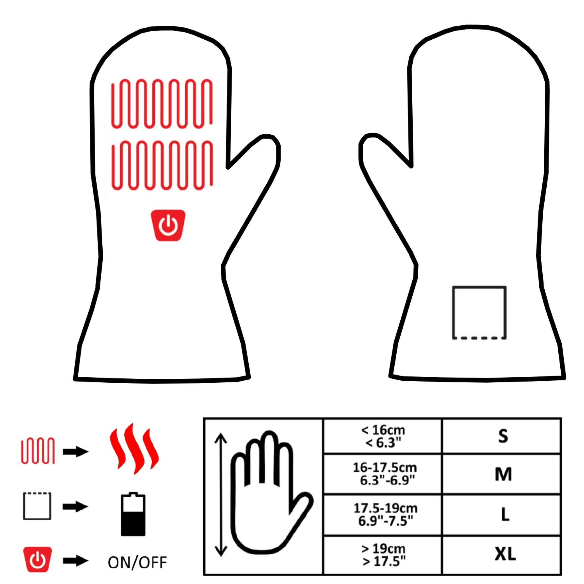 Glovii Heated Mittens L. Black