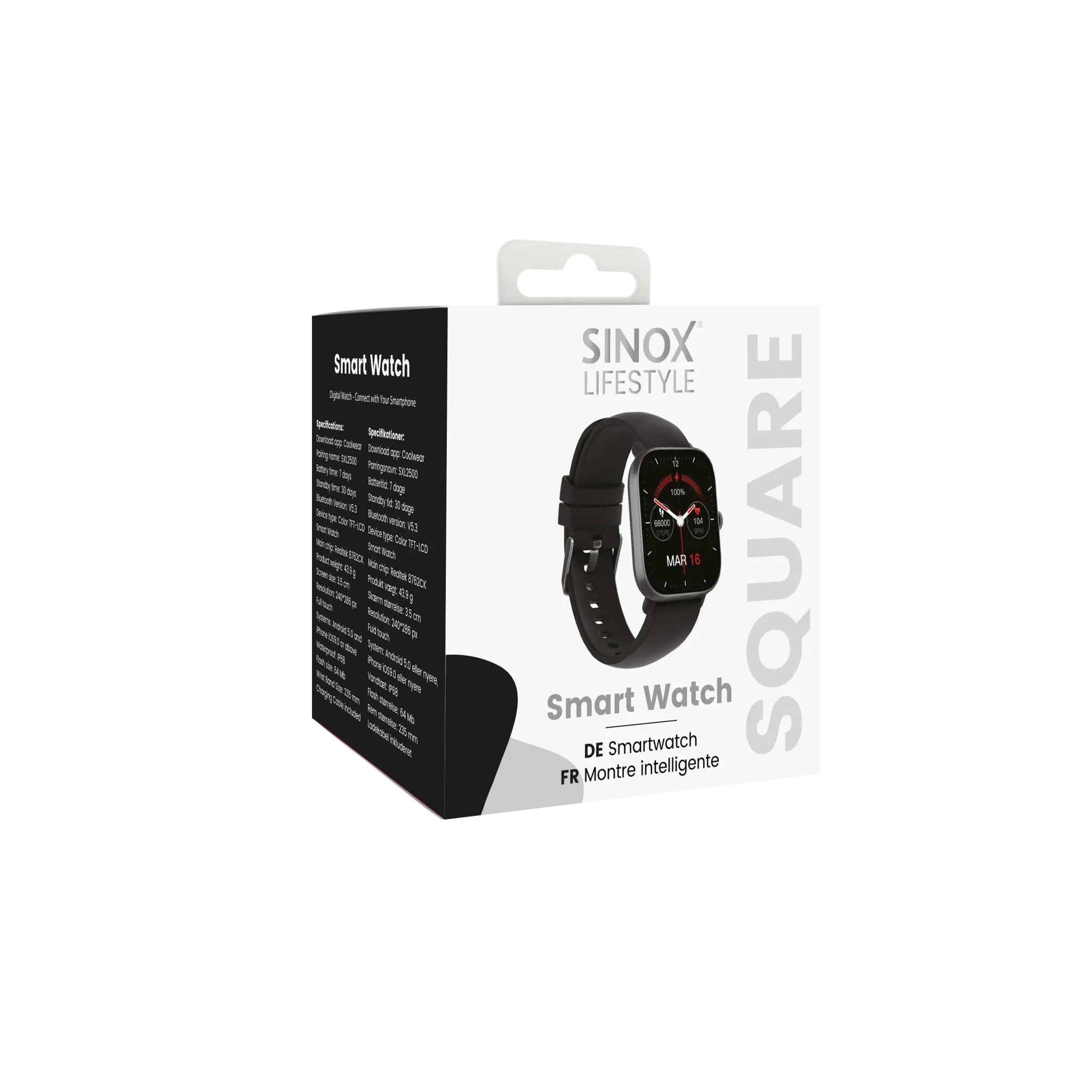 Sinox Lifestyle SQUARE Smartwatch. Sort