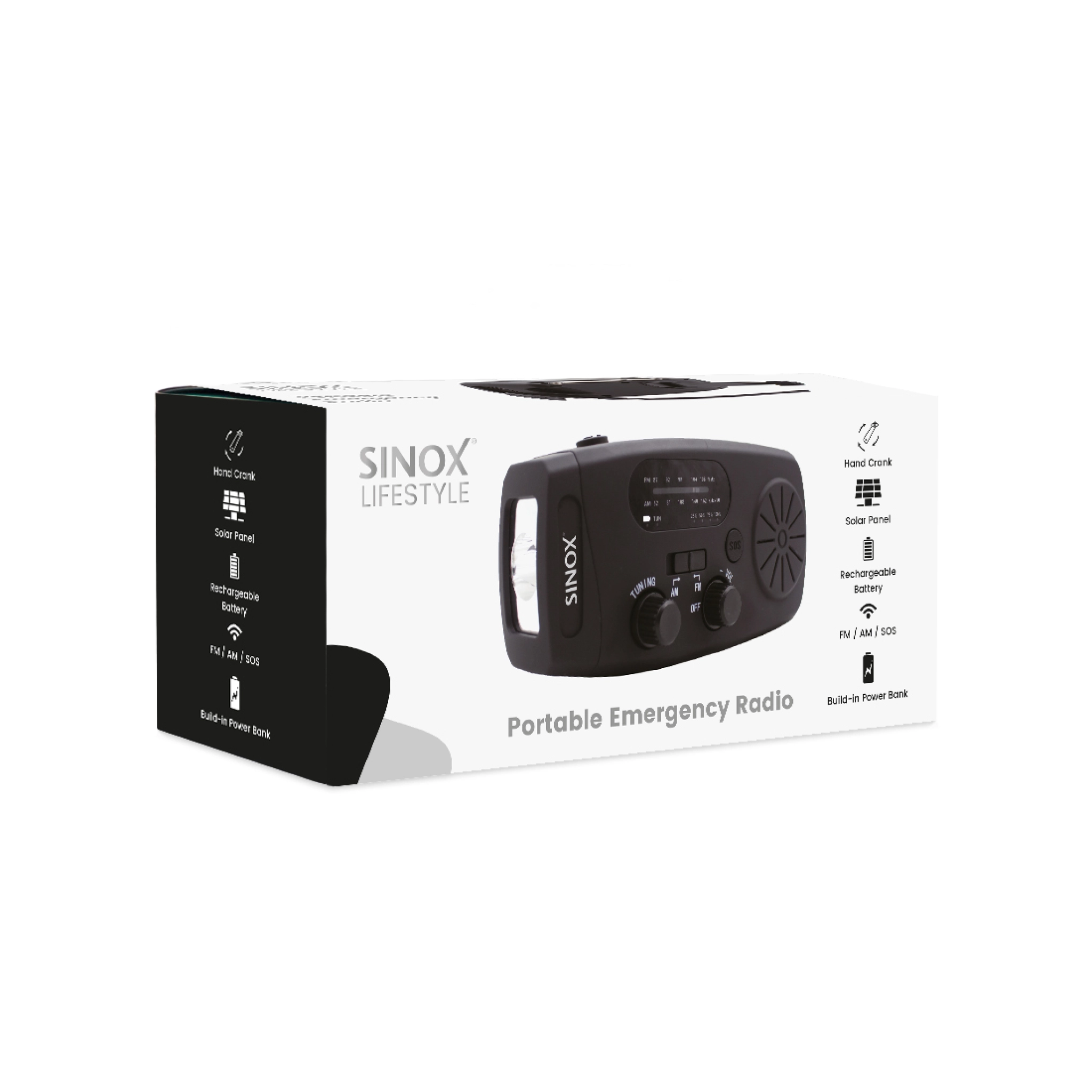 Sinox Compact Emergency Radio. Black