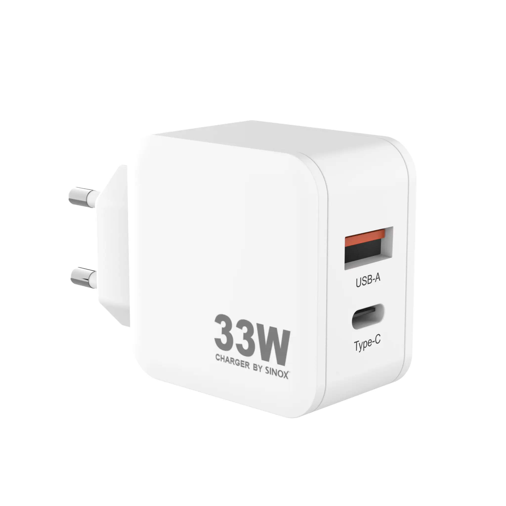 Sinox PRO Wall Charger USB-A+USB-C PD 33W. White