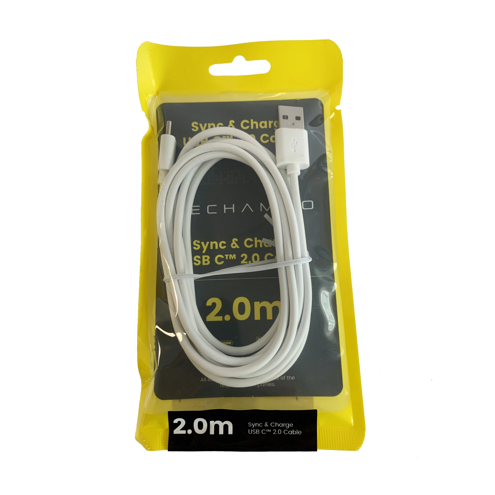 Techammo USB C to USB A cable. 2m. White