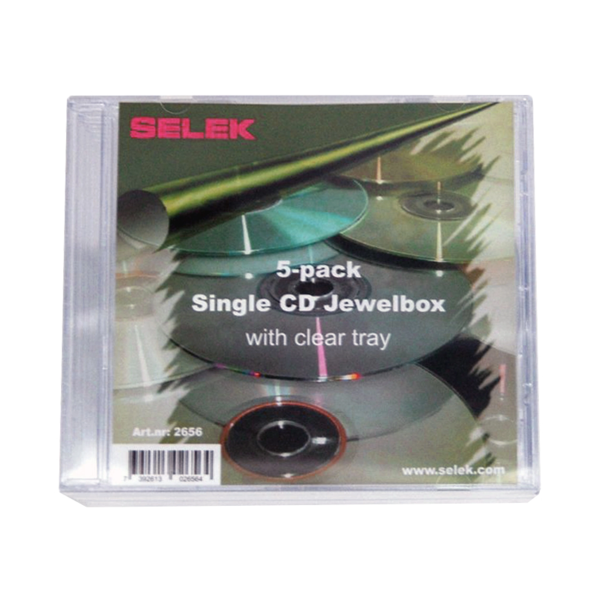Selek CD Box with tray. 5-pack. Transparent