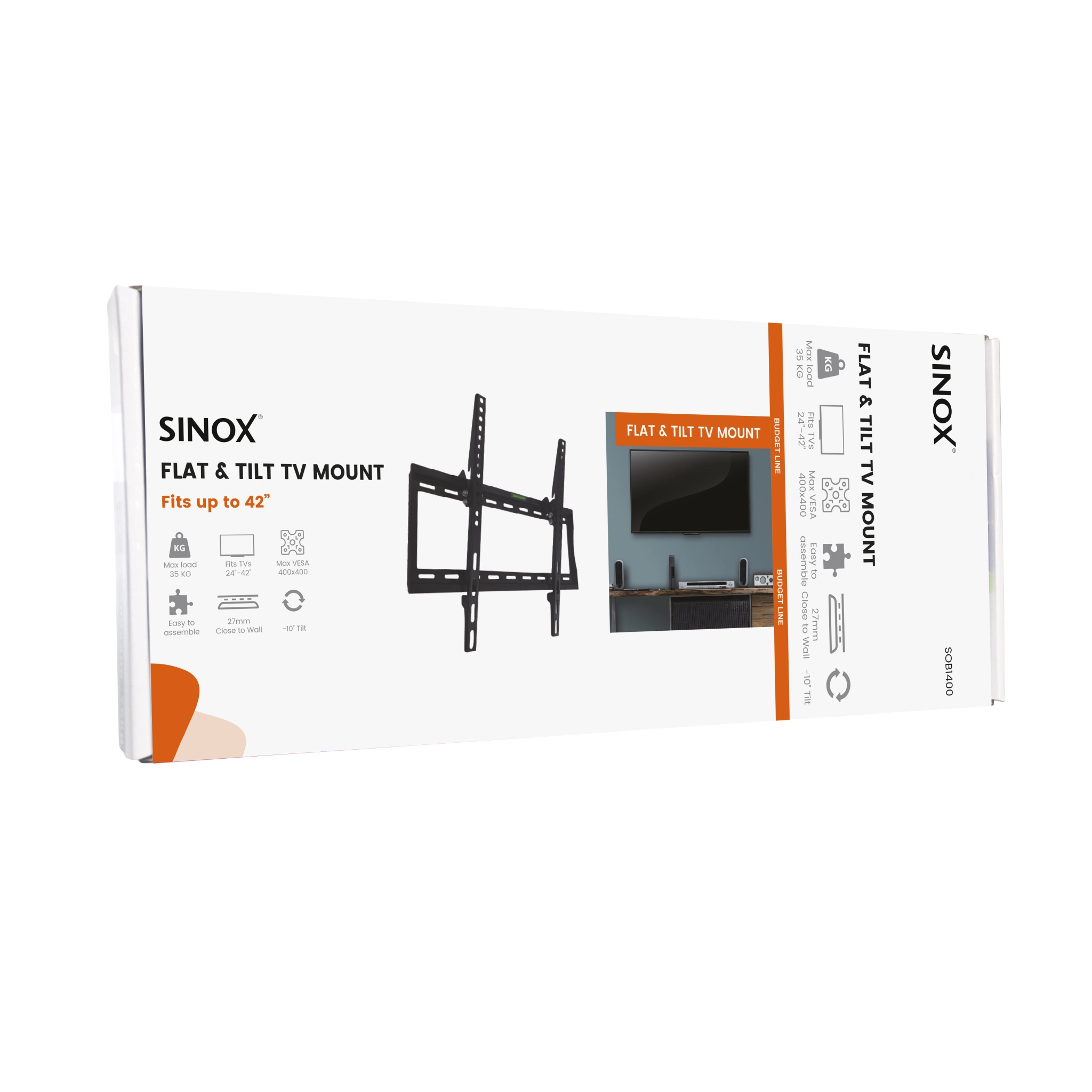 Sinox One TV Wall Mount. 24"-42". Black