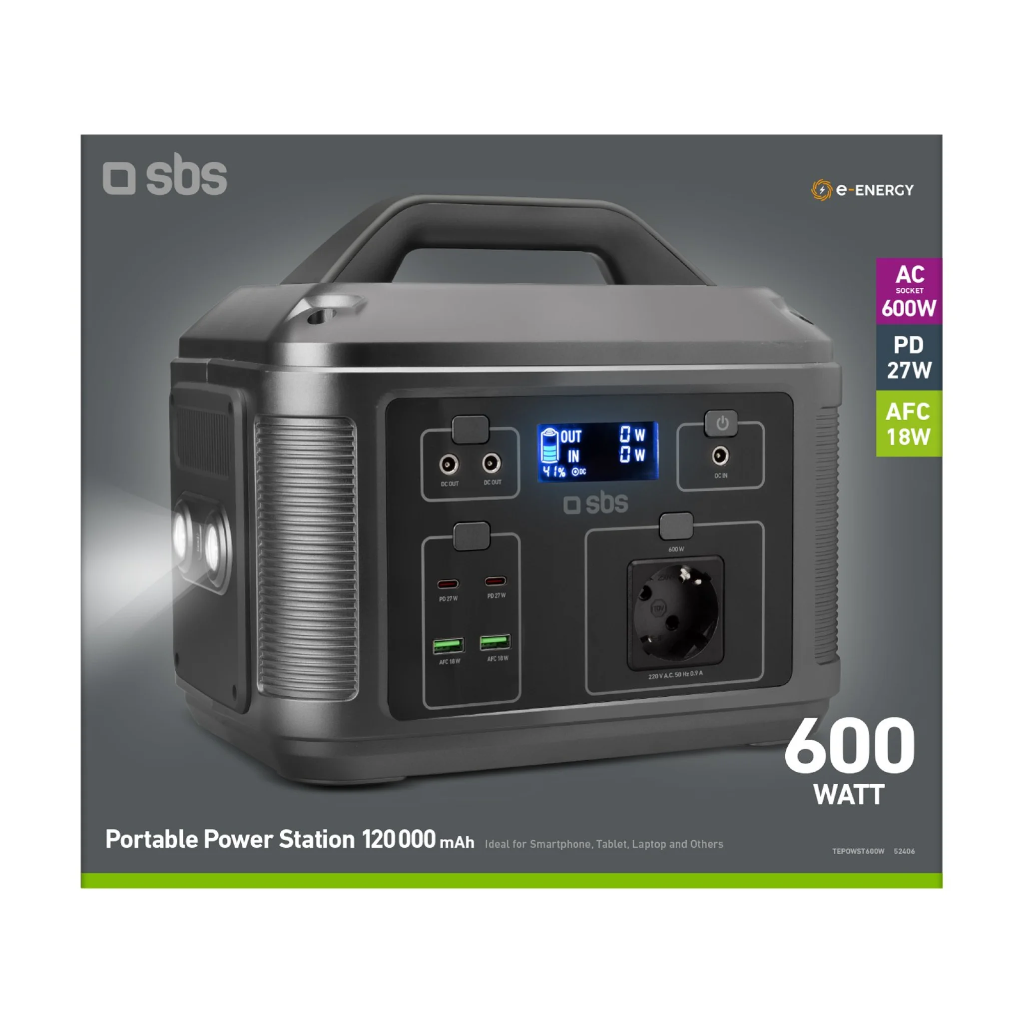 Sbs Portable 600W charging station. Black