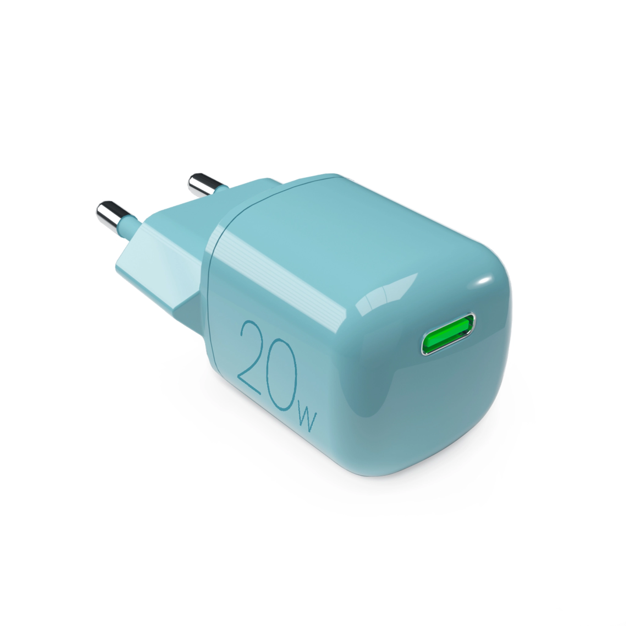PURO MiniPro 20W USB-C-vægoplader - GAN-teknologi. Grøn