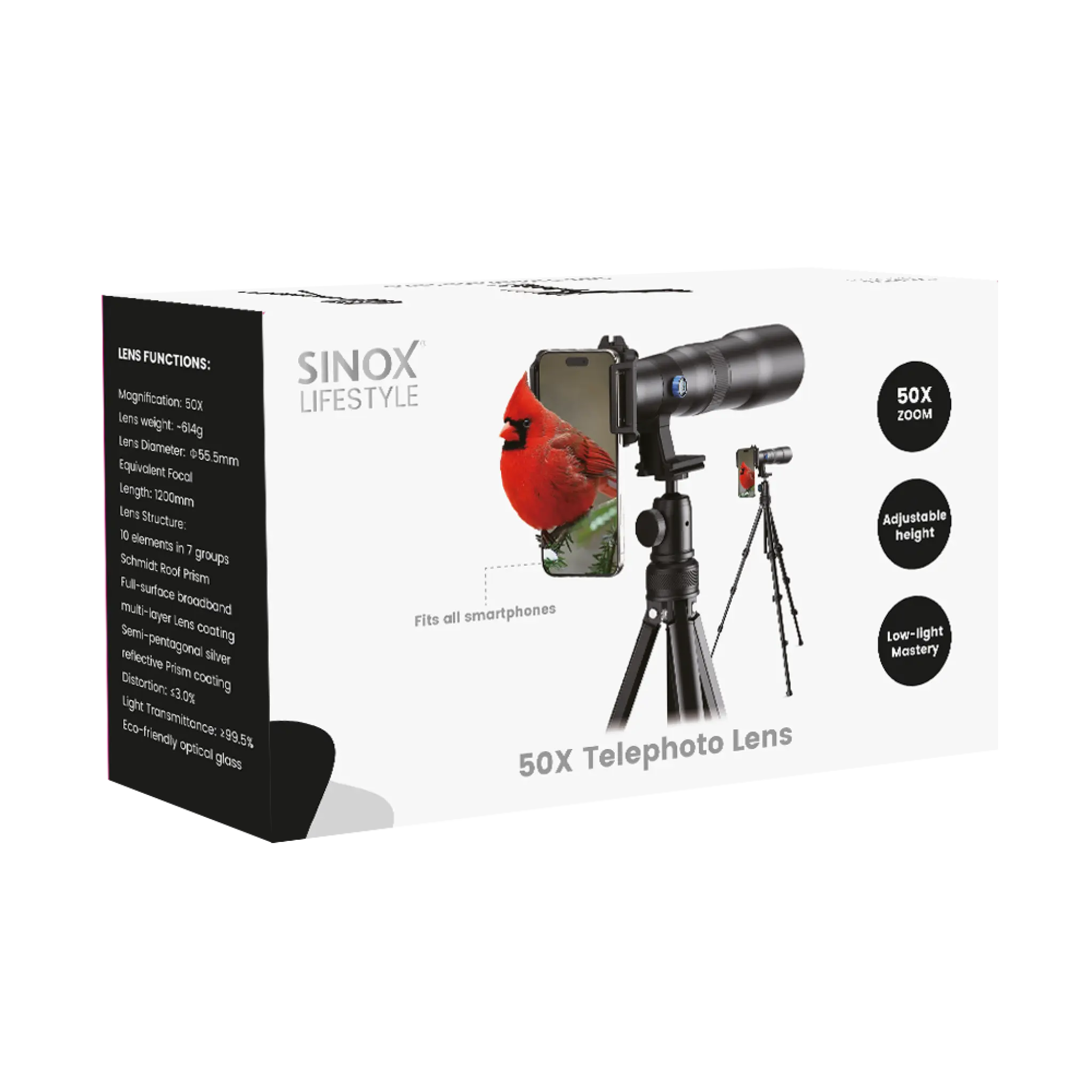 Sinox Lifestyle 50x teleobjektivsæt. Sort