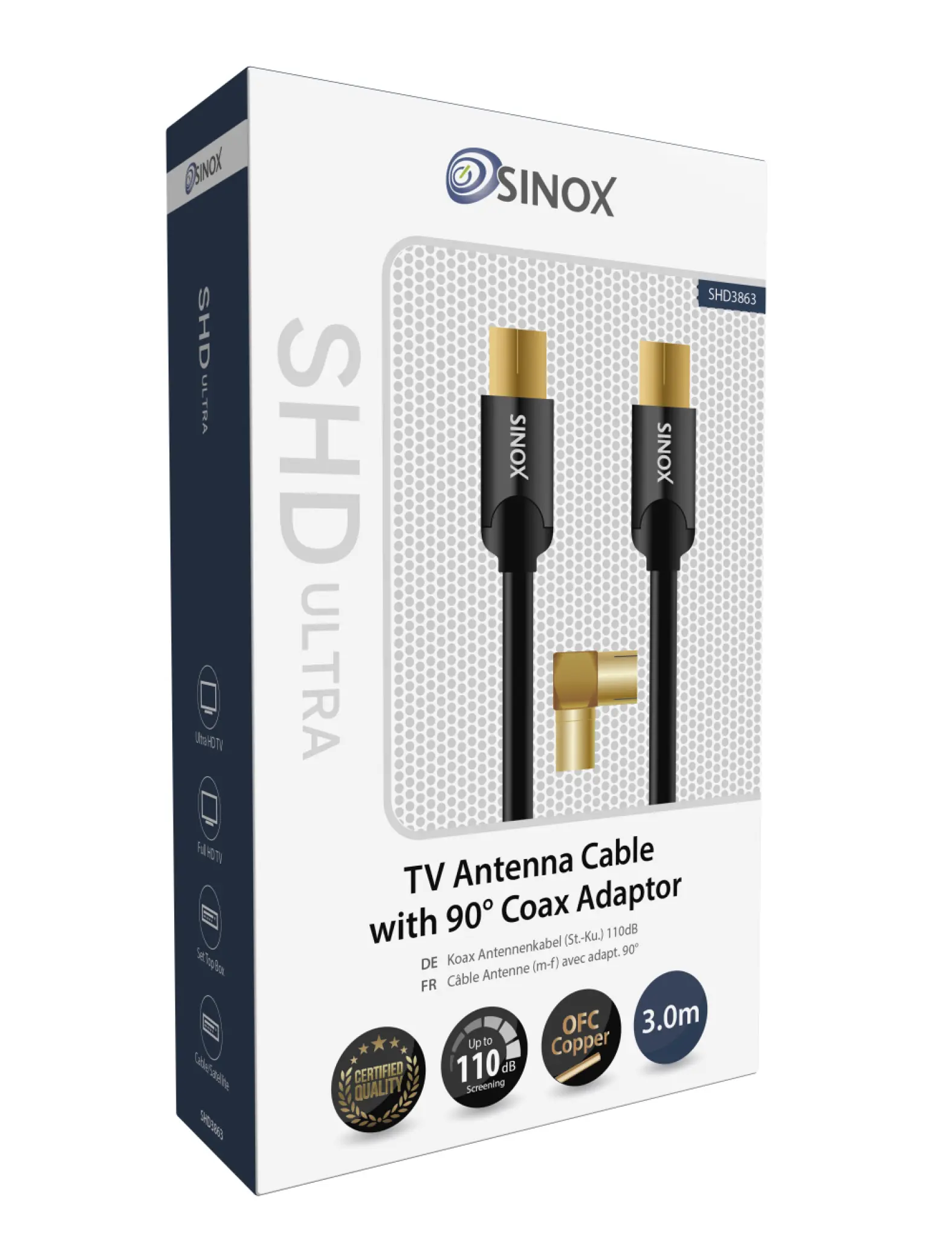 Sinox SHD Antenna Cable. 3m .Black