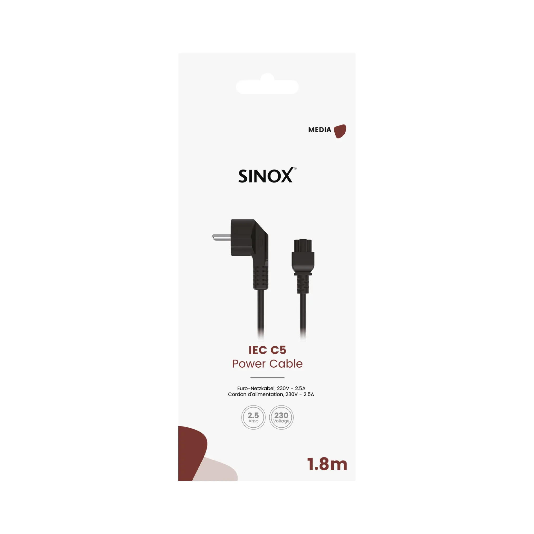 Sinox Mickey Mouse power cable. 1.8m. Black