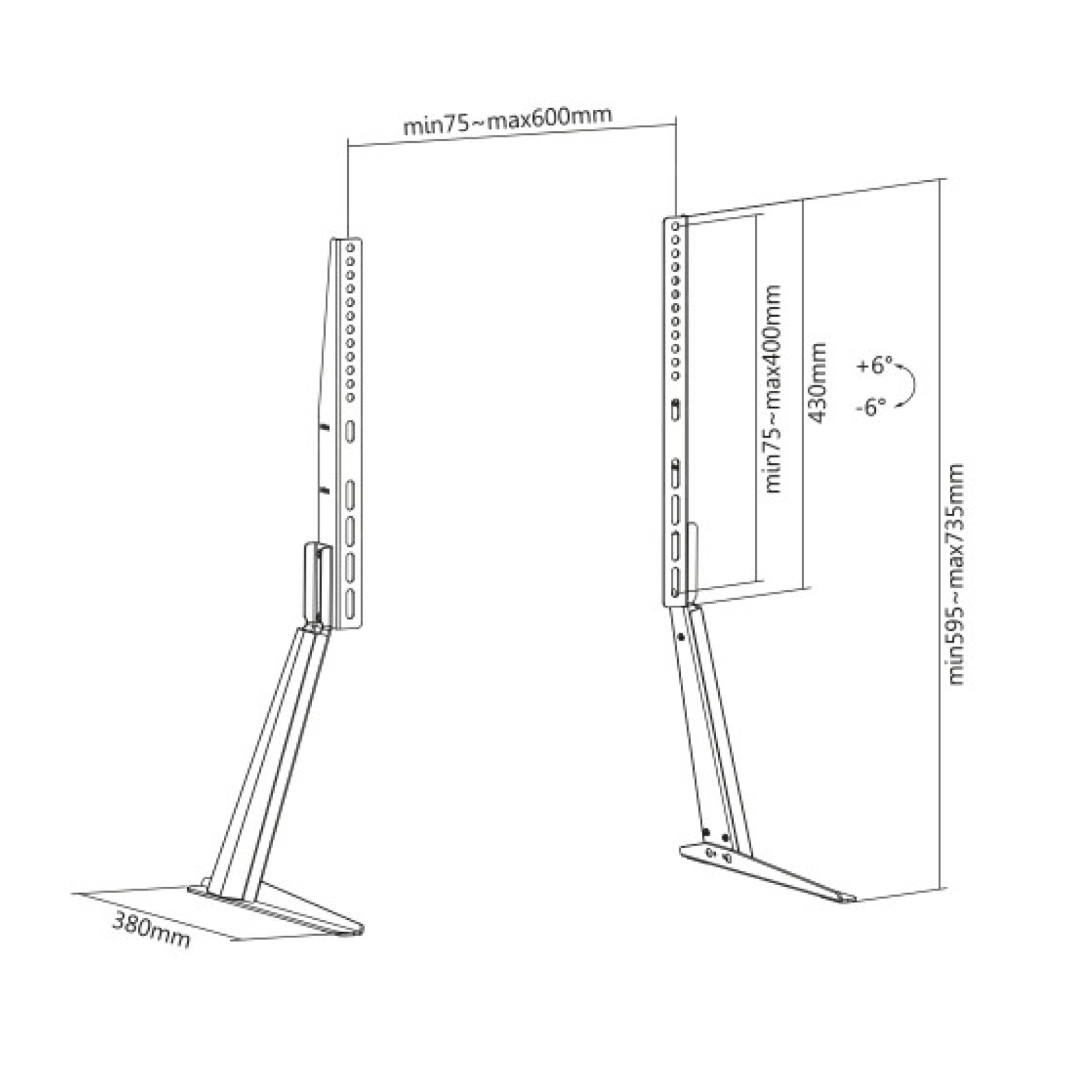 Sinox TV Desk Mount. Fits TVs up to 70". Black