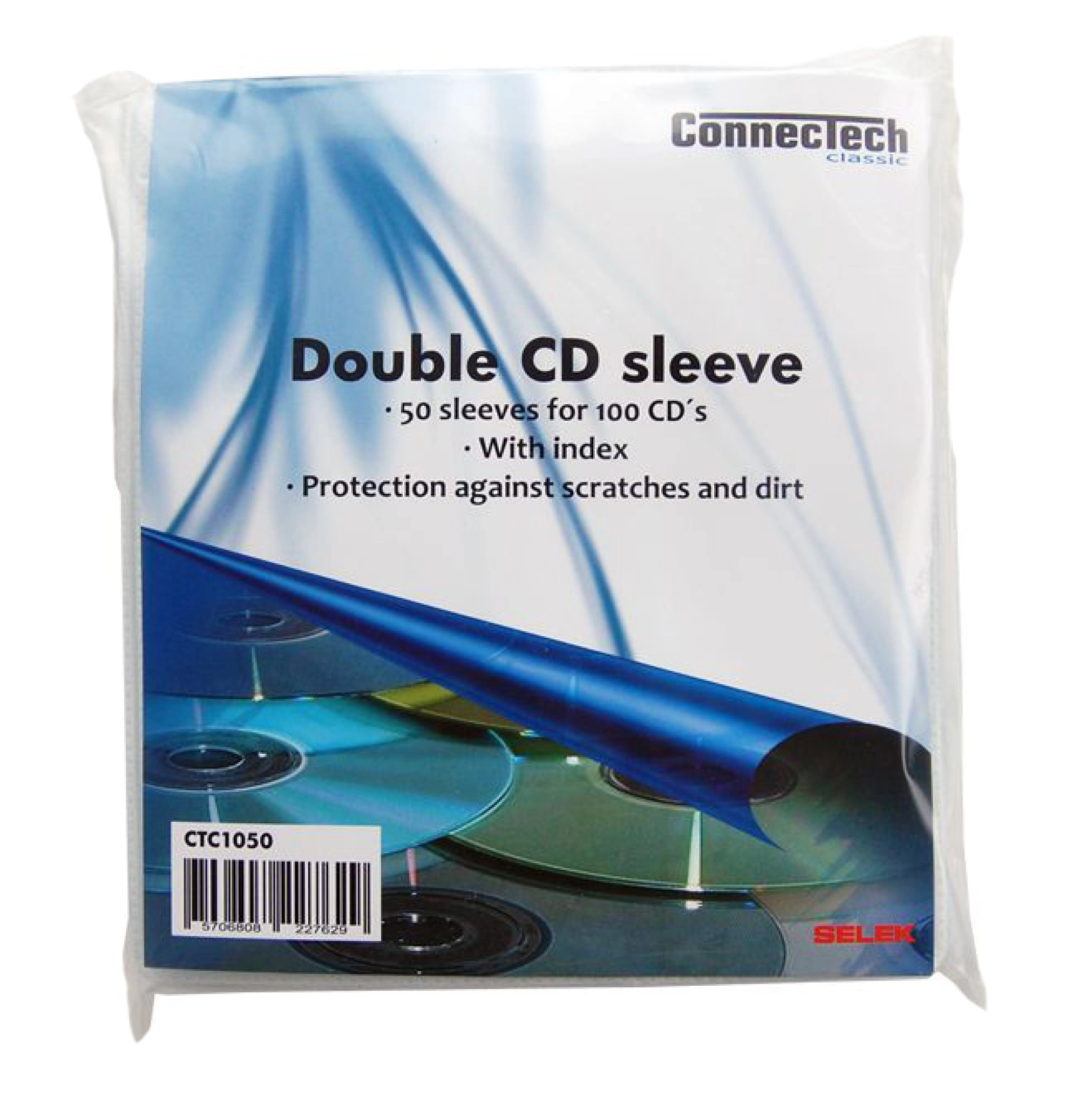 Connectech Double CD Sleeve. 50-pack. Transparent